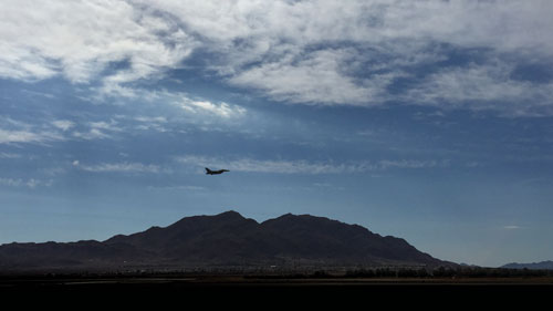 Sortie taking off from Nellis Air Force Base during Red Flag training.